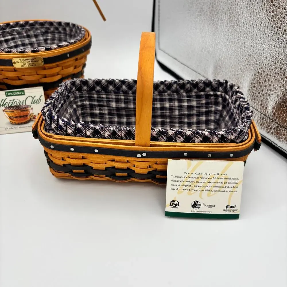 Longaberger JW Collection Miniature Basket Lot of 5 - Cards, Liners, Protectors